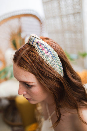 Twine Woven Knotted Headband Pink