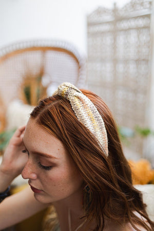 Twine Woven Knotted Headband Yellow