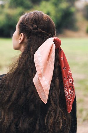 Two-Tone Western Bandana Hats & Hair Rust/Salmon