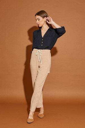 V Neck Button Down Henley Shirt Mustard Seed 