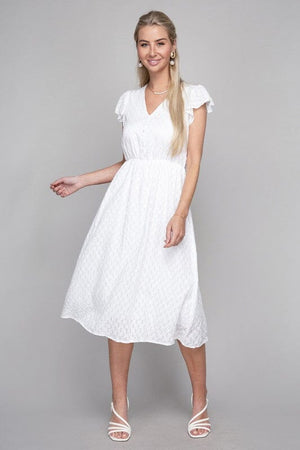 V neck embroidered eyelet dress Nuvi Apparel 