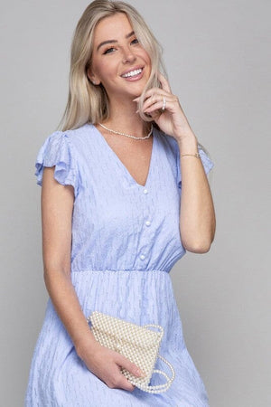 V neck embroidered eyelet dress Nuvi Apparel sky blue S 