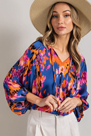 V-NECK TIE FRONT BLOUSE TOP eesome 