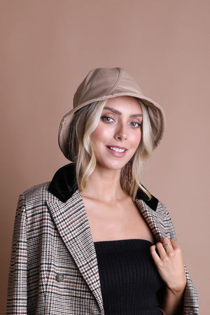 Vegan Leather Bucket Hat Hats & Hair Leto Collection Beige 