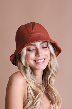 Vegan Leather Bucket Hat Hats & Hair Leto Collection Rust 