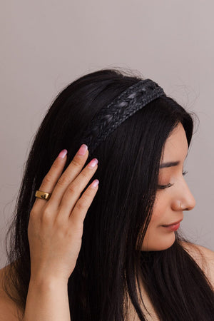 Vegan Leather Patterned Headband Hats & Hair Leto Collection Black 
