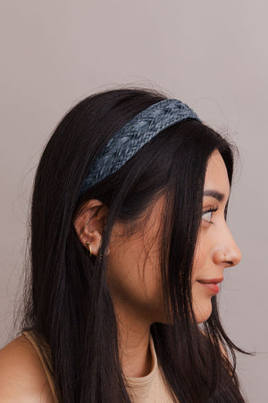Vegan Leather Patterned Headband Hats & Hair Leto Collection Blue 