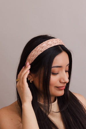 Vegan Leather Patterned Headband Hats & Hair Leto Collection Blush 