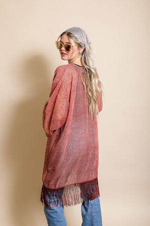 Velvet Dot Tassel Kimono Ponchos Leto Collection 