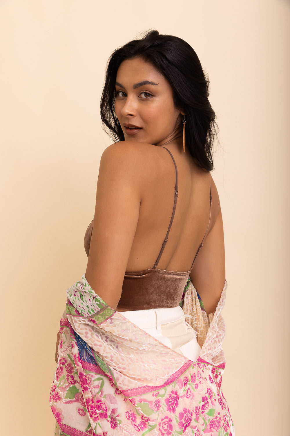 Velvet Elegance Longline Bralette Small / Mocha