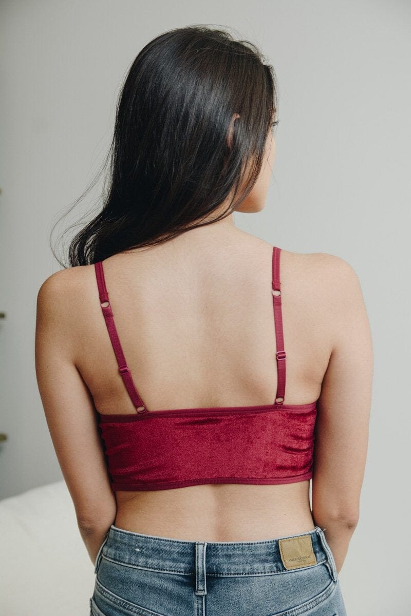 Velvet Lace Half Cami Bralette Leto Collection Small Wine Red 