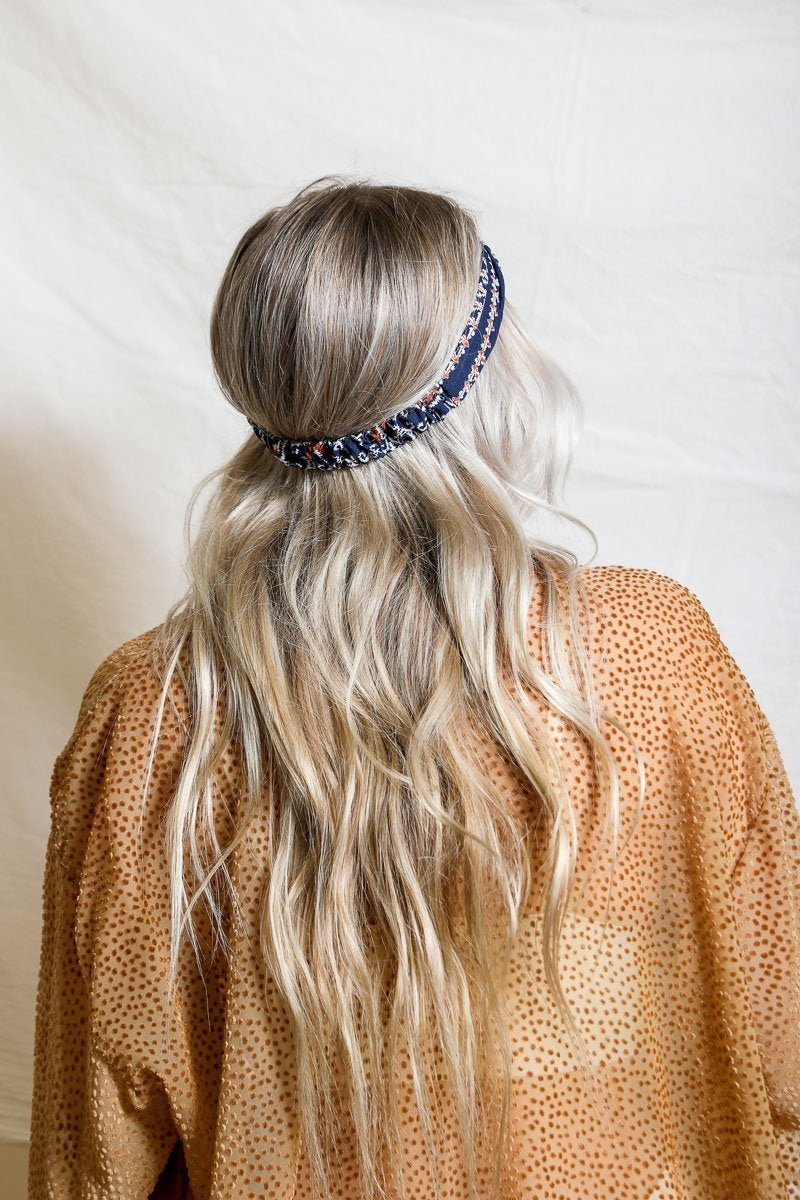Vine Print Twist Headband Hats & Hair Navy