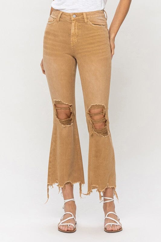 Vintage High Rise Distressed Flare Jeans VERVET by Flying Monkey ARMY KHAKI 24 