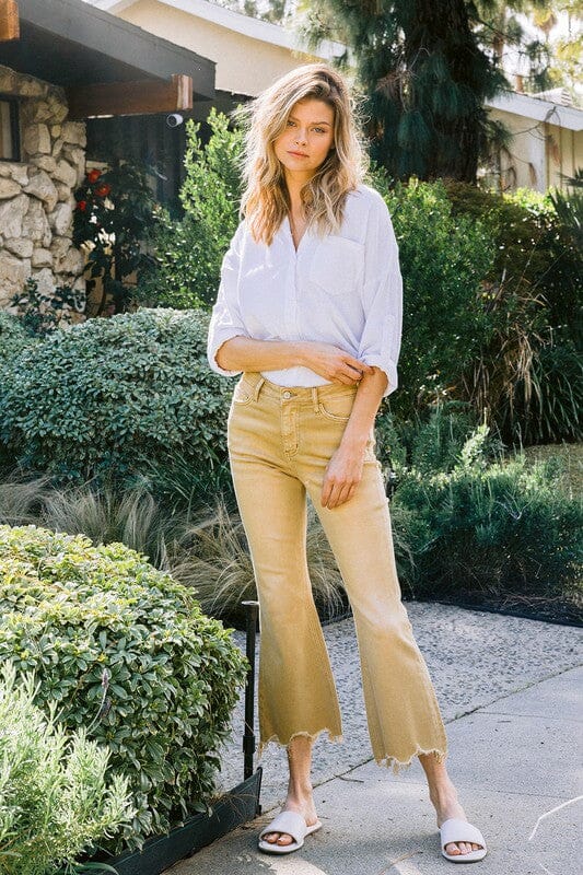 Vintage High Rise Raw Flare Hem Detail Jeans VERVET by Flying Monkey CROISSANT 24 