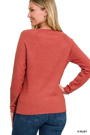 Viscose Round Neck Basic Sweater ZENANA 