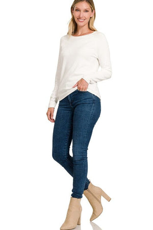 Viscose Round Neck Basic Sweater ZENANA 