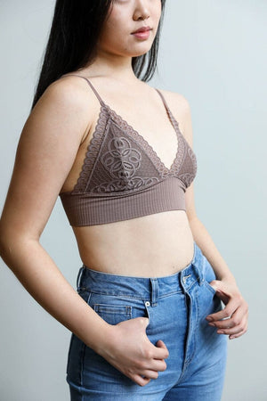 Waistband Loop Lace Brami Bralette Leto Collection Small Mocha 