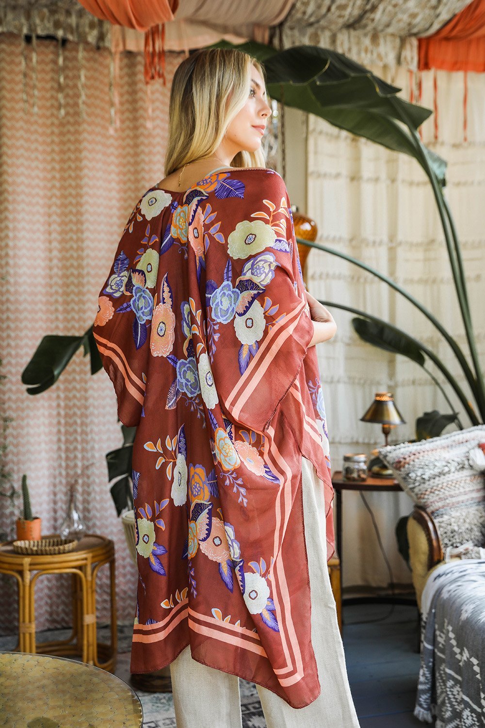 Wallflower Bloom Kimono Rust