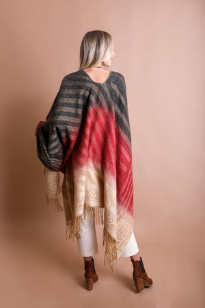 Western Style Colorblend Tassel Serape Ponchos Leto Collection 