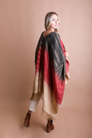 Western Style Colorblend Tassel Serape Ponchos Leto Collection 