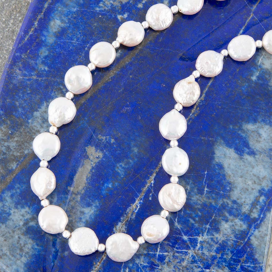 White Fresh Water Pearl Sterling Silver Necklace