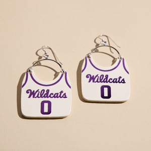 White Kansas State University Basketball Jersey Earrings