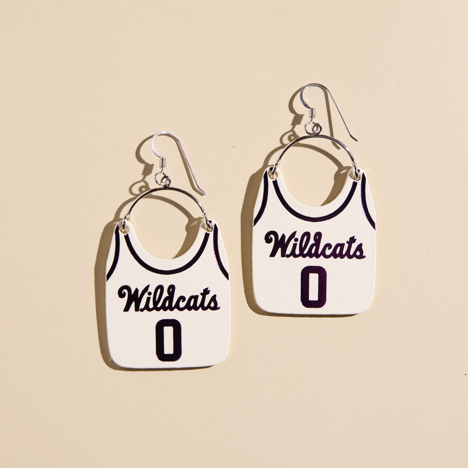 White Kansas State University Basketball Jersey Earrings