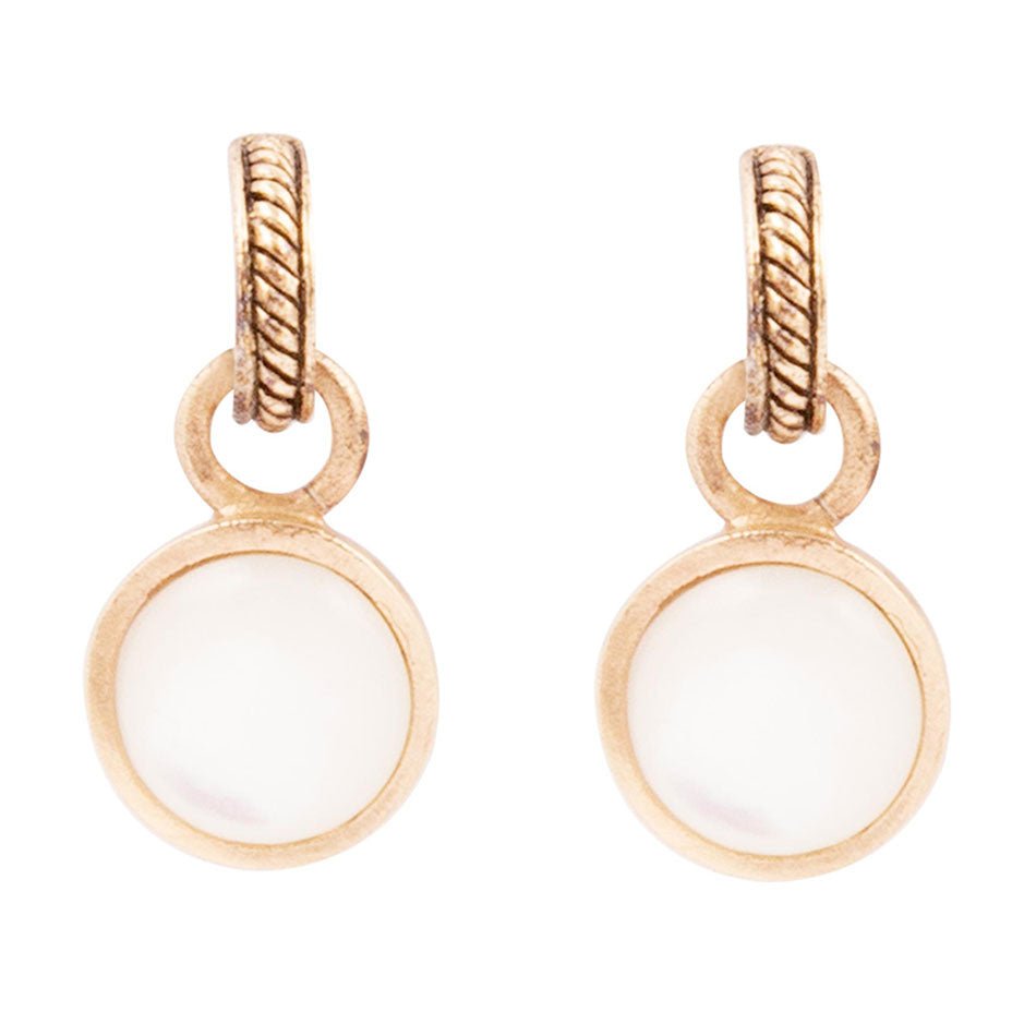 White Mother of Pearl Spotlight Golden Drop Earrings