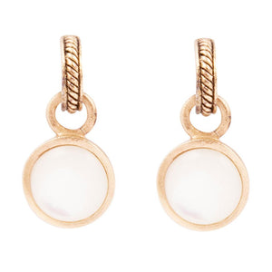White Mother of Pearl Spotlight Golden Drop Earrings