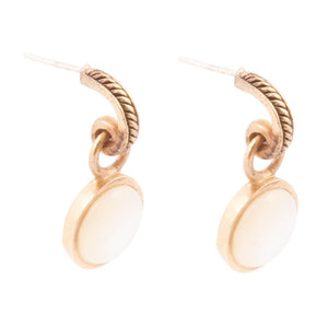 White Mother of Pearl Spotlight Golden Drop Earrings