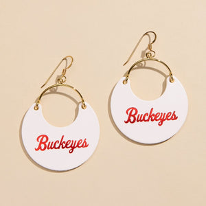 White Ohio State University Buckeyes Nina Earrings