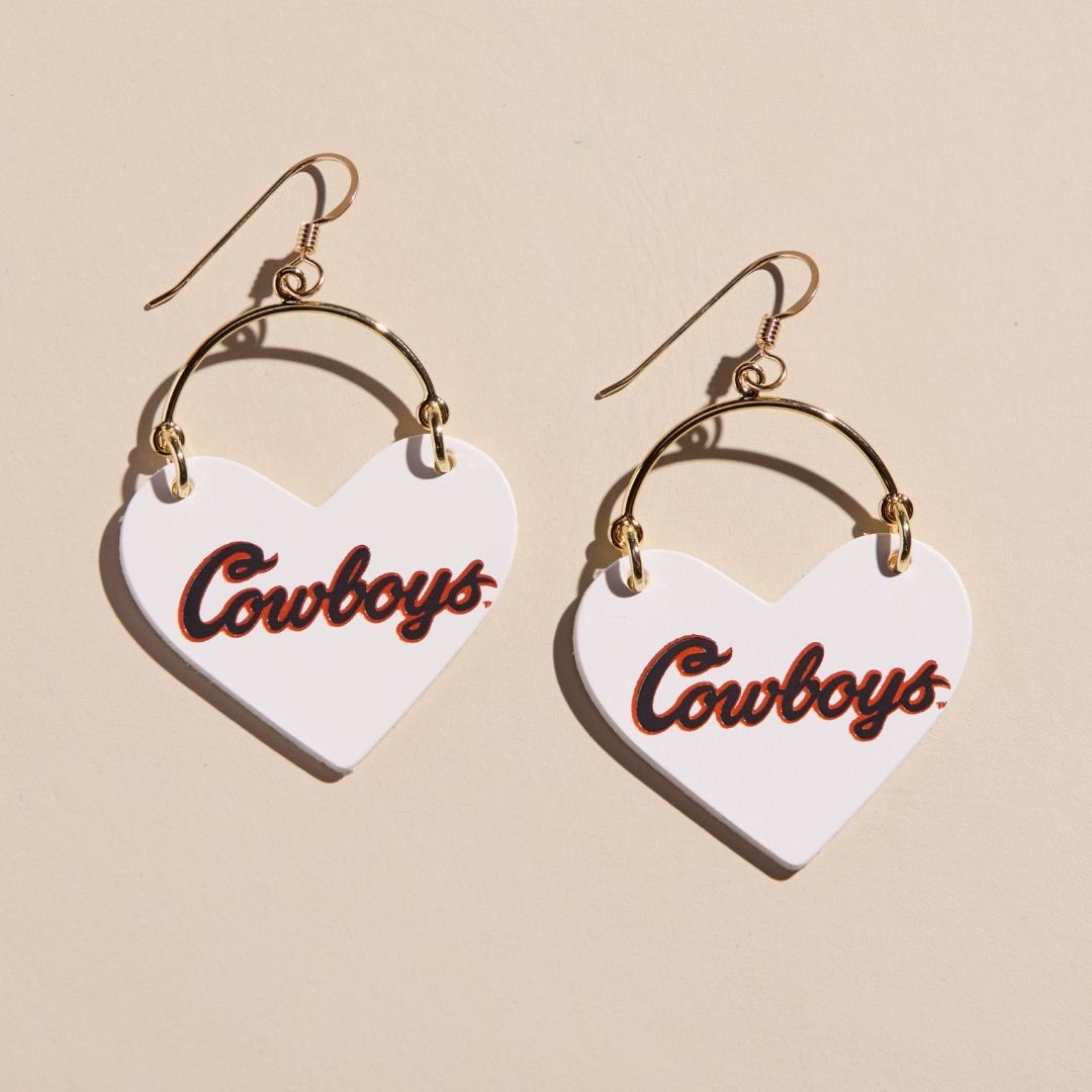 White Oklahoma State University Cowboys Lover Earrings