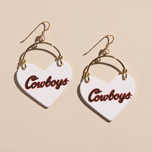 White Oklahoma State University Cowboys Lover Earrings