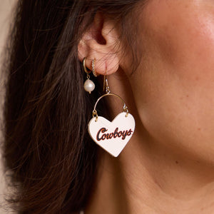 White Oklahoma State University Cowboys Lover Earrings