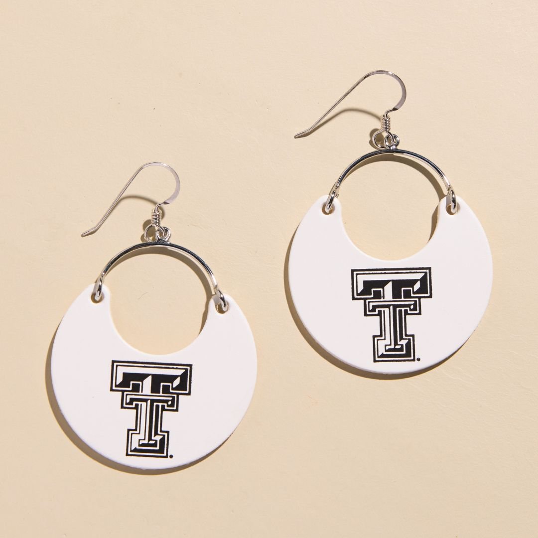 White Texas Tech Logo Nina Earrings