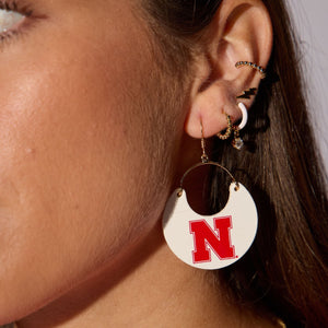 White University of Nebraska Nina Earrings