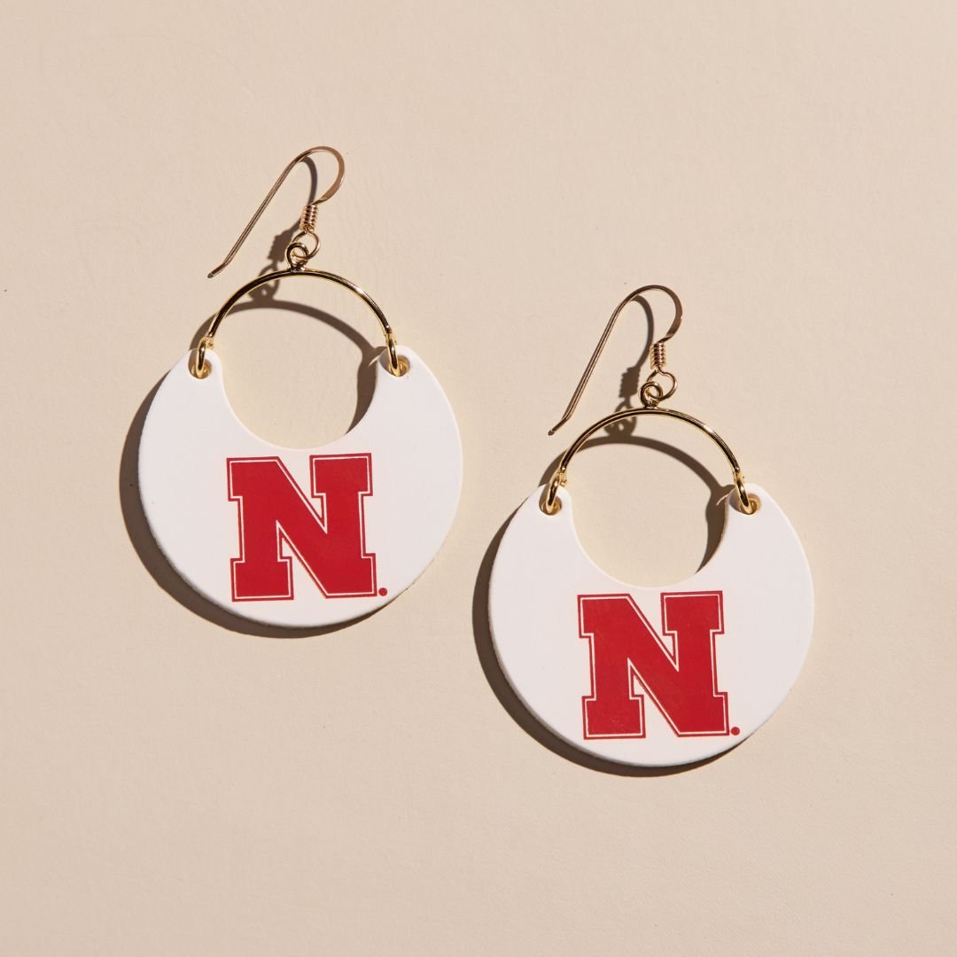 White University of Nebraska Nina Earrings