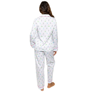 Women's Golf Long PJ Set - Organic Cotton Poplin