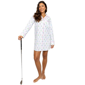 Women's Golf Night Shirt - Organic Cotton Poplin