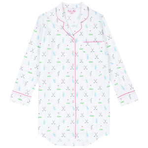 Women's Golf Night Shirt - Organic Cotton Poplin