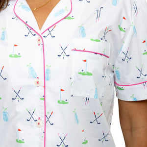 Women's Golf Short PJ Set - Organic Cotton Poplin