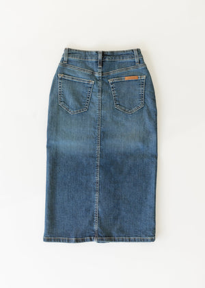 Zana Front Button Denim Midi Skirt