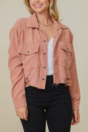 Zoey Distressed Corduroy Jacket TIMING 