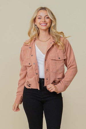 Zoey Distressed Corduroy Jacket TIMING Almond S 