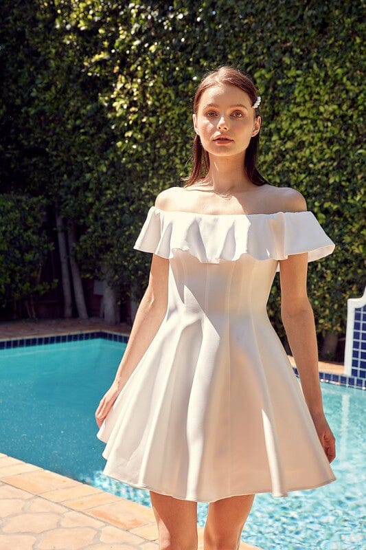 A LINE RUFFLE DRESS Do + Be Collection WHITE S 