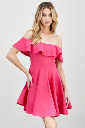 A LINE RUFFLE DRESS Do + Be Collection HOT PINK S 