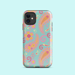 Aqua Paisley Tough Case for iPhone® Knitted Belle Boutique iPhone 11 