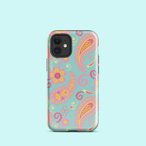 Aqua Paisley Tough Case for iPhone® Knitted Belle Boutique iPhone 12 mini 
