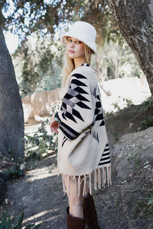 Aztec Luxe Fringed Ruana Ponchos Leto Collection 