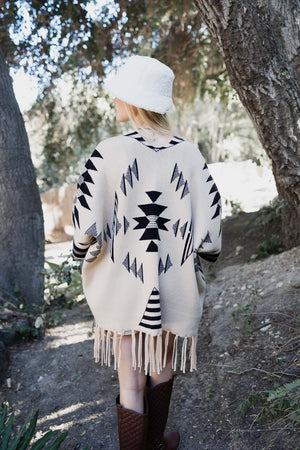 Aztec Luxe Fringed Ruana Ponchos Leto Collection 